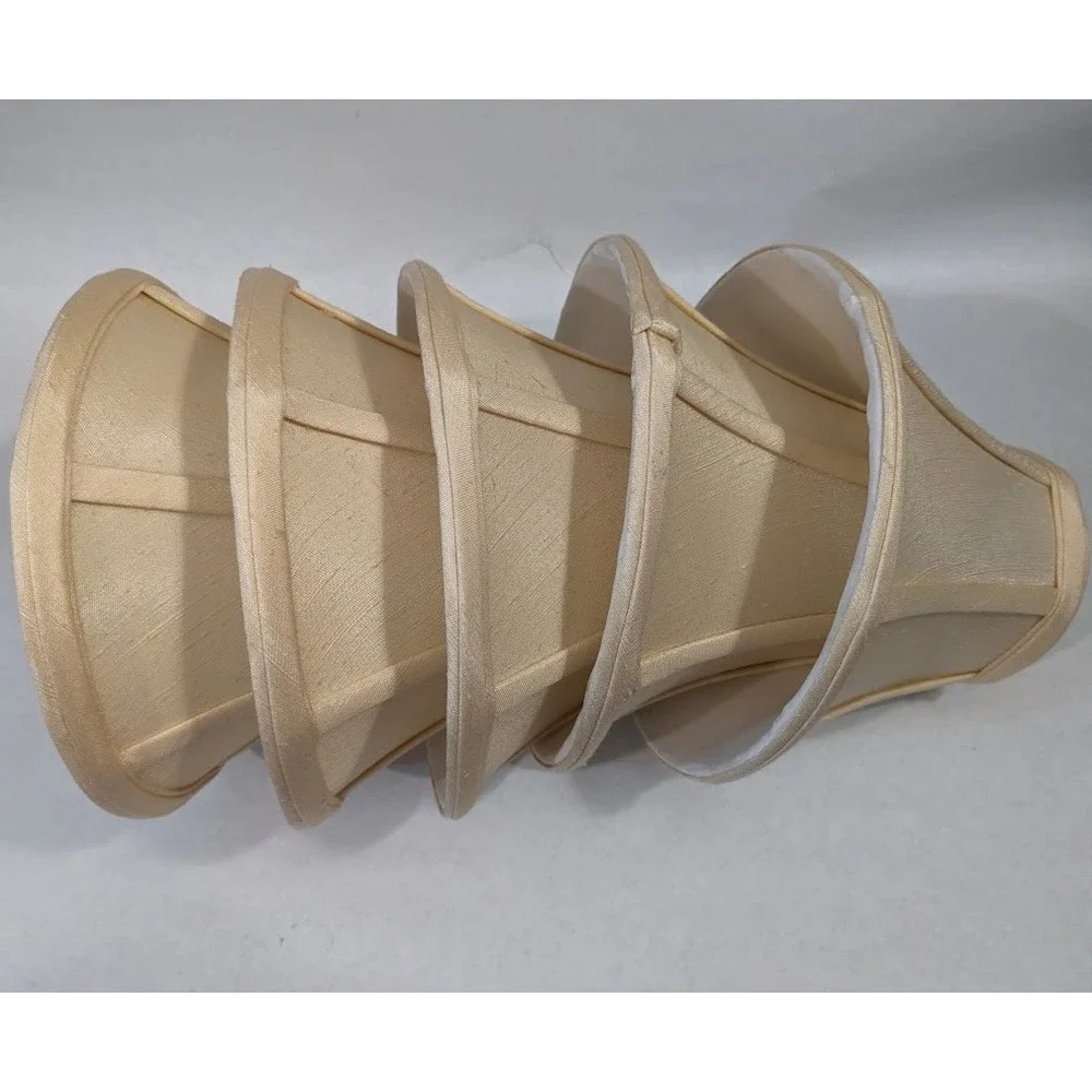 Set of 5 Cream Faux Silk Bell Chandelier Lamp Shades Clip On 5 Inch Off White